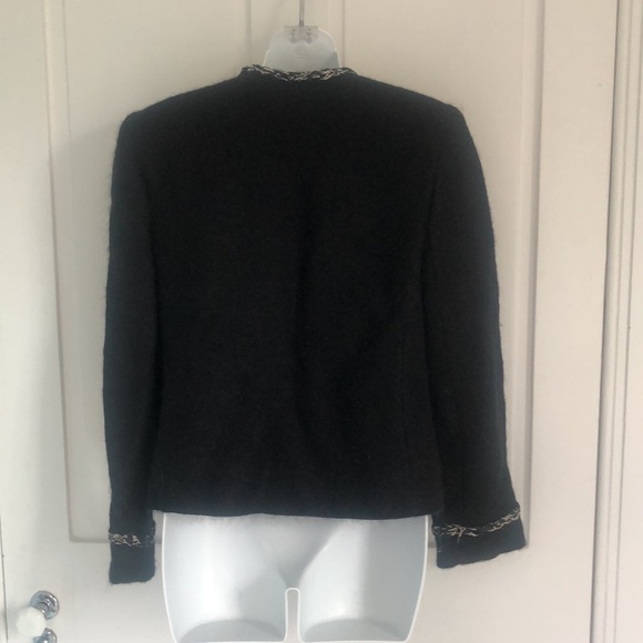 Unique Handwoven Black Jacket in Wool Mohair by Elisabeth Jonsson Brown  Size 6 - Picture 6 of 6